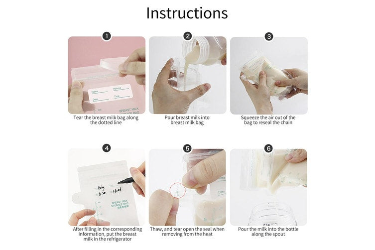 Sterile breast milk storage bags